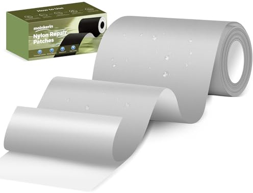 moinkerin Nylon Reparatur Patch 7.6 x 200cm Selbstklebend für Jacke & Zelt | Flexibel & zuschneidbar – für schnelle Reparaturen an Daunenjacken, Rucksäcken, Zelten, Schlafsäcken & Outdoor-Textilien