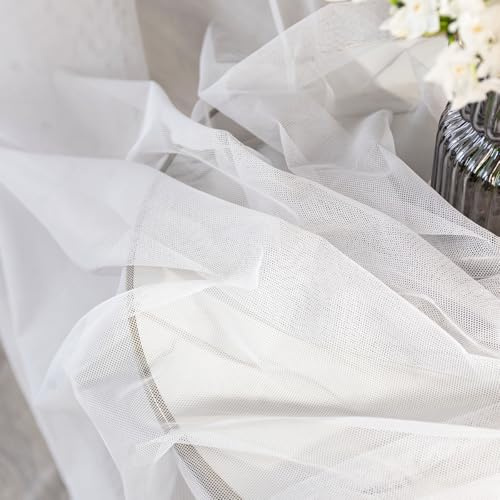 Rairsky Weißer Tüllstoff Tüll Weiß, 6mx160cm | Soft Tüllstoff, Tüll Stoffe zum Nähen, Netzstoff Dekostoff Drapierstoff für Hochzeit Party Basteln Dekoration Hochzeitsbogen