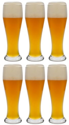 Flaschenland Lot de 6 verres à bière de blé 500 ml en verre transparent pour déguster la bière
