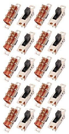 sourcing map 20Pcs 3 Posición 8P DPDT de montaje de panel Micro interruptor deslizante de enclavamiento interruptor de palanca