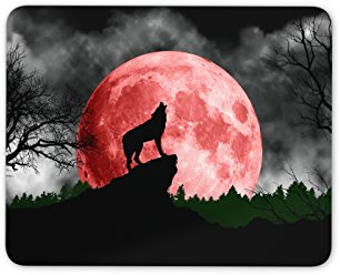 Awesome Howling Wolf Mouse Mat Pad - Moon Wolves Dog Animal Gift Computer #8850