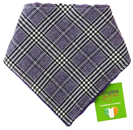 Dimples Hundehalstuch - Glencheck lila Schottenkaro - Halstuch für kleine mittlere und Grosse Hunde Welpen und Katzen - Hunde Besitzer Geschenk - Handgemachtes Hunde Accessoire 25cm