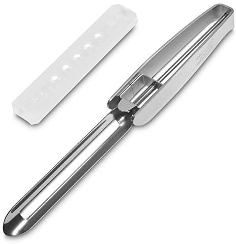 Seki Japan Long Vegetable Peeler, stainless steel blade with plasctic safety cover