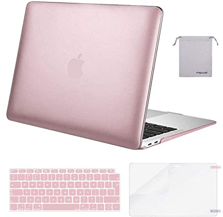 MOSISO Hülle Case Kompatibel mit MacBook Air 13 Zoll 2022 2021 2020 2019 2018 A2337 M1 A2179 A1932,Schutzhülle Cover&Tastaturschutz&Displayschutz&Aufbewahrungstasche,Rose Gold
