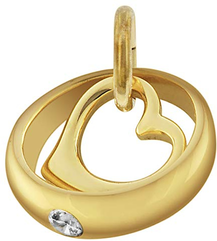 trendor Taufring mit Zirkonia und Herz Gold 585 / 14K zauberhafter Taufschmuck für Mädchen, Jungen oder Mütter, liebevolle Geschenkidee zur Taufe, 75430