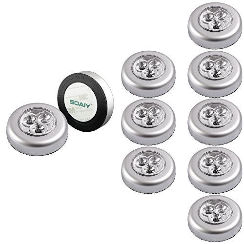 SOAIY 10er-Set LED Touch Lampe Nachtlicht Batteriebetrieben selbstklebend Küchenlampen Schrankleuchten