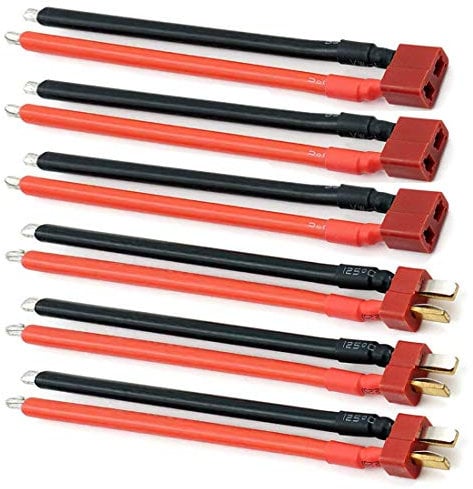 3pairs T Plug Connector Female and Male Deans Style with 14AWG Silicon Wire for RC Lipo Battery Cable Drone Airplane Quadcopter Car Boat Charger