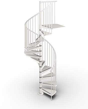 Mister Step Gamia Metal escalera de caracol para interiores de acero pintado (blanco RAL 9010, diámetro 120 cm - 12 peldaños)