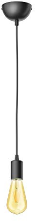 ledscom.de Pendelleuchte DORI, schwarz matt, inkl. E27 Lampe Vintage Retro gold 3,83W extra-warm-weiß 489lm