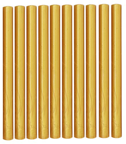 Gold Wax Sealing Sticks, ANBOSE 10pcs Glue Gun Gold Wax Seal Sticks for Vintage Wax Sealing Stamp, Wax Sealing Rods for Wedding Invitations, Letter Envelopes