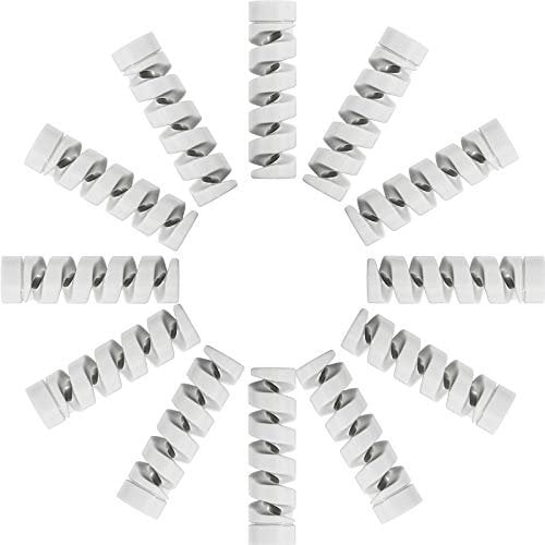 Jetec 24 Pcs Charger Cable Protector,Silicone Flexible Cable Saver,Spiral USB Mouse Wire Protector for Headphone Laptop Earphone Cell Phone Wrap Accessories(Grey)