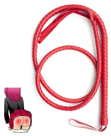 SuxHeart-EUR Fouet en Cuir Long Fouet en Cuir (Rouge)