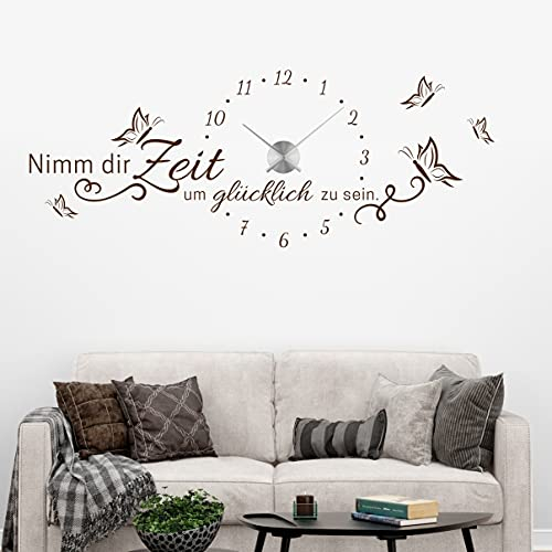 tjapalo® vr35 Küchenuhr Wohnzimmer Uhr wandtattoo uhr mit uhrwerk Küche Büro Flur Wandtattoo Wohnzimmer modern xxl Sprüche Wandsticker Nimm Dir Zeit, Farbe: lavendel, Größe: B152xH58cm