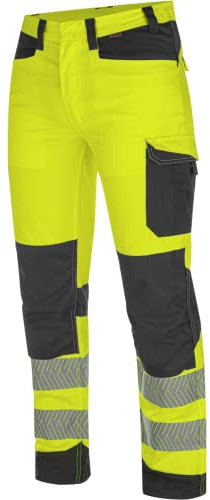 WÜRTH MODYF Warnschutz Bundhose Fluo EN 20471 - professionelle Arbeitshose für Herren - Warnschutzhose mit Knieschutztaschen - in der Größe 62 in Gelb