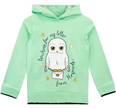 Harry Potter Pullover | Hedwig Hoodie Mädchen | 100% Baumwolle Kinder-Pullover | Hogwarts Pulli Grün 158