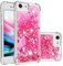 For iPhone SE 2022 Case, iPhone SE 2020 / iPhone 8 / iPhone 7 Case, Girly Bling Glitter Sparkle Quicksand Floating Liquid Clear Transparent Soft Silicone Bumper ShockProof Phone Cover, Pink