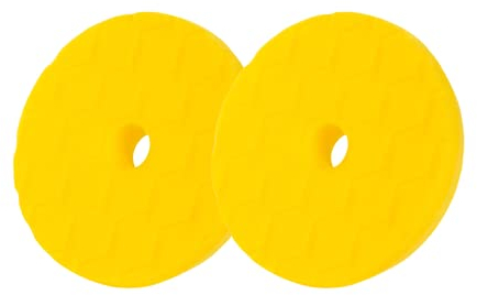 DETAILINGPADS 2er Zickzack Polierschwamm Set | Polierpads 125mm Klett | Polieraufsatz Polierschwämme | Poliermaschine Klein Polishing Sponge | Polierpad Polier Schwamme | EU Made Polier Pads (Gelb)