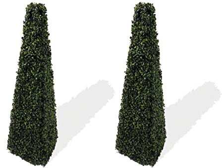 Best Artificial 3ft Pyramid Obelisk Boxwood Topiary Trees - UV Protected (2)