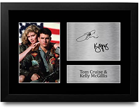 HWC Trading FR A4 Tom Cruise & Kelly McGillis Top Gun Maverick & Charlie Geschenke Geducktes Signiertes Autogramm Foto für Fans von Film Memorabilien - A4 Gerahmt