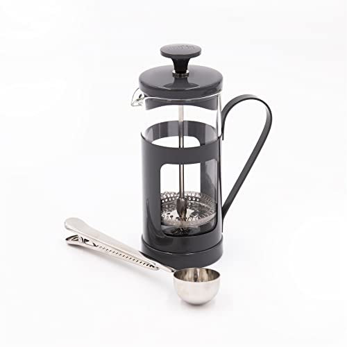 La Cafetière 8 Cup Monaco Cool Grey Cafetière and Coffee Measuring Spoon with Clip Set