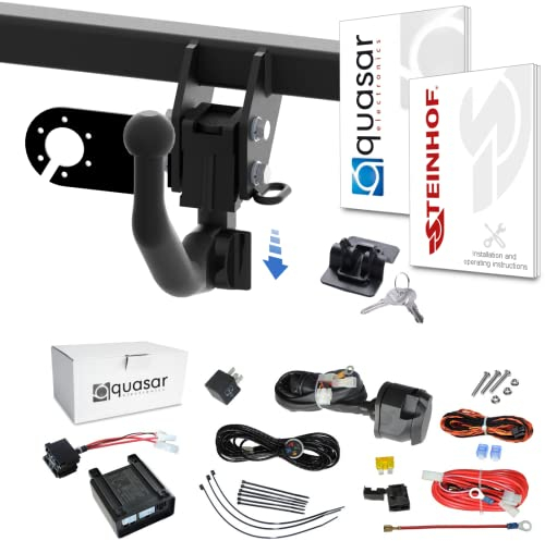 STEINHOF Nuovo gancio di traino estraibile verticale compatibile con BMW Serie 1 due volumi I E87 5-porte 09/2004-12/2011 con kit elettrico specifico 13-poli