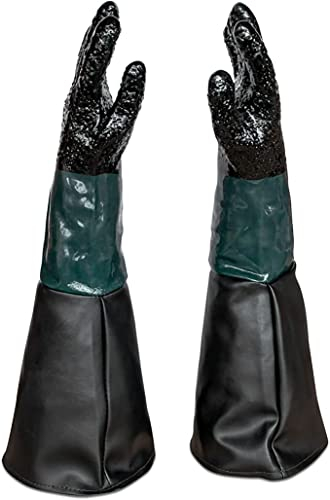 1 Paar Sandstrahlhandschuhe für Kabine SBC-220/350/420/990 | für Sandstrahlkabine 220l, 350l, 420l oder 990l | 600mm Lange Gummihandschuhe gefüttert, Innenseite Textil, mit verstärkten Nähten