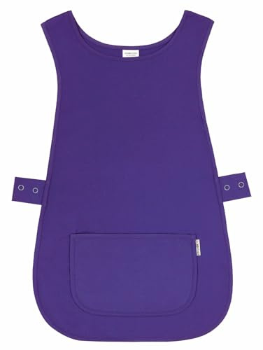 LINEN CLOSET® Damen Reiter mit Taschen für Männer Damen Reinigung Catering Chef Küchenschürzen Unisex Hygea Tabard Schürze Arbeitsschürze, violett, XXXL