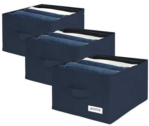 4CONVY Organizer pantaloni armadio ultra resistente – [2024 MATERIALE AGGIORNATO] 3 organizer rinforzati e rigidi con ampi scomparti – organizer cassetti per jeans maglioni – organizzatore