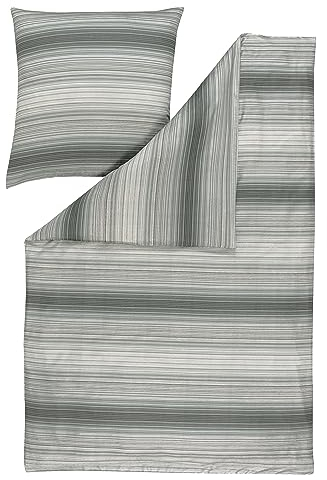 ESTELLA Mako-Satin-Bettwäsche Kiran 7921-810, grau, Größe:135x200 cm + 80x80 cm