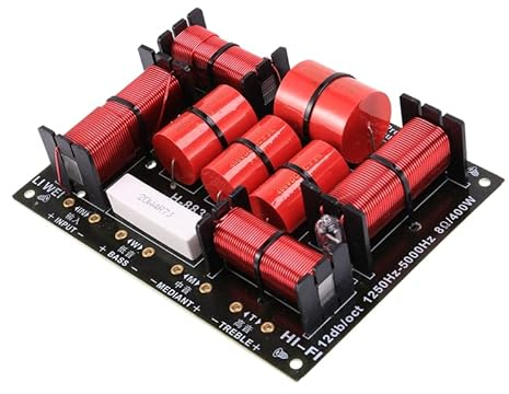 Glakyur 400W 3 Wege Frequenzweiche Teiler HiFi HochtöNer TieftöNer Lautsprecher Frequenzweiche 1250H/5000HZ mit Hochtonschutz