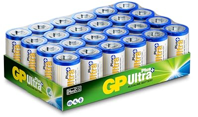 Batterie C - Set da 24 | GP Ultra Plus| Pile Mezza Torcia Alcaline da 1,5V / LR14 / Pile Mezzatorcia - Lunga Durata
