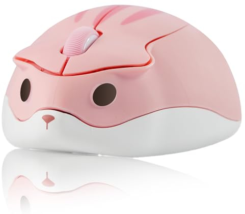 Wireless Hamster Shape Mouse, 1200DPI Low Noise Optical Pink With USB Unified Receiver, Silent Cordless Portable Travel for PC/Mac/Laptop, Gift for Children and Girls