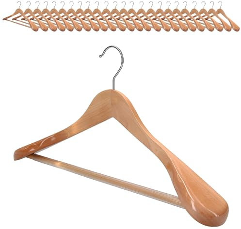 25 x Kleiderbügel Holz VonBueren | 45 x 22,5 cm breit je Bügel/Holzbügel | stabile Holzkleiderbügel | Anzugbügel, Hose, Hemden