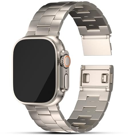 FiNESTONE Fascia in Titanio per Apple Watch ULTRA e ULTRA 2 - Cinturino Regolabile per Apple Watch ULTRA 49mm - Rivestimento DLC - Titanio Puro Leggero