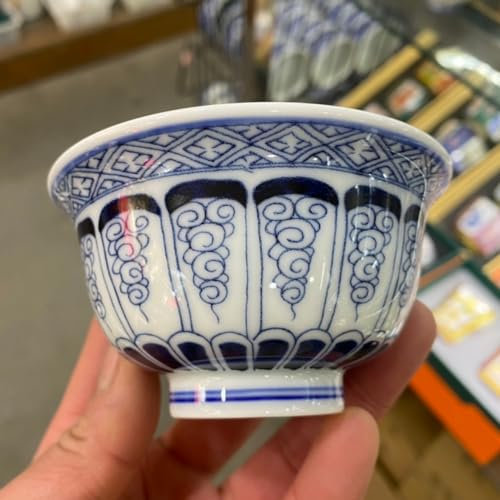Taza de té de cerámica azul y blanca de alta calidad Kung Fu