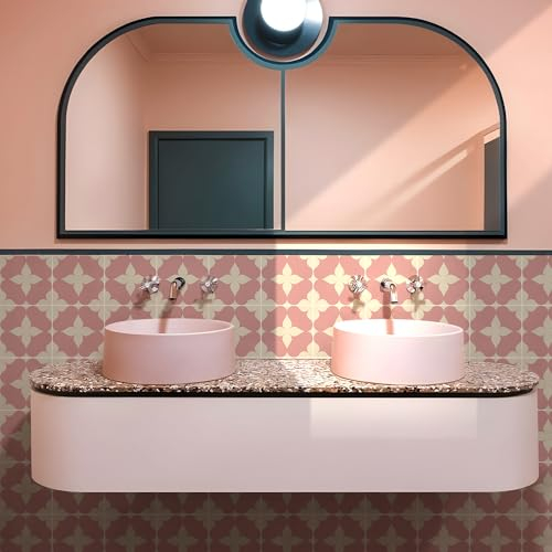 Alwayspon Adesivo per piastrelle, rosa autoadesivo su piastrelle adesive per bagno, cucina, paraspruzzi per fornelli, adesivo da parete in vinile, 10 pezzi x 15 cm