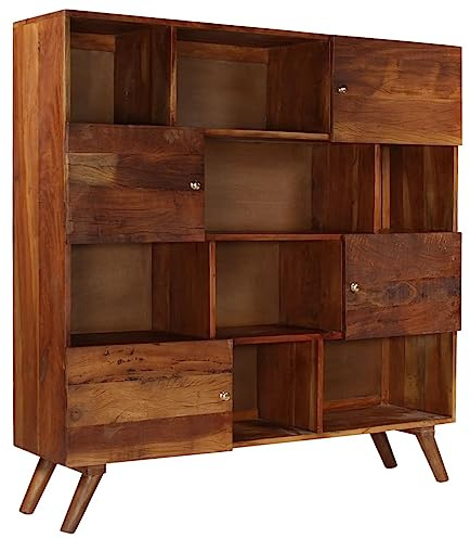 CKioict Vitrinenschrank Mehrzweckschrank Sideboard Wohnzimmer Highboard Altholz Massiv 150x40x152 cm für Wohnzimmer & Schlafzimmer