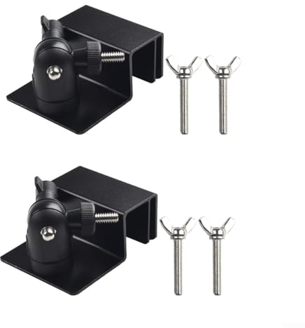 2Pcs Weatherproof Gutter Mount for Security Cameras, Wall Mount Bracket with Universal Screw Adapters for Ring Solar Panel(Black)
