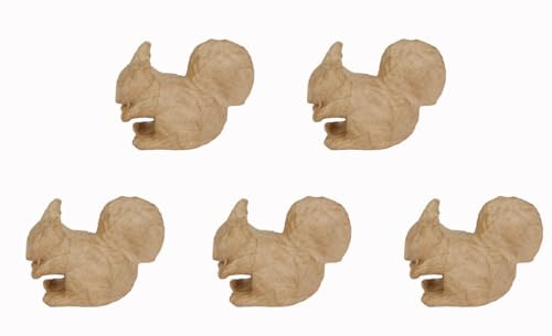 Décopatch AP192Cpack 5x Eichhörnchen aus Pappmaché 10,5x5,5x7,5cm Braun