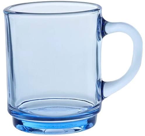 Duralex Lot de 6 tasses empilables en verre trempé 26 cl, tasses de cuisine durables pour café, thé, petit-déjeuner, usage quotidien, lot de tasses en verre de la collection Versailles
