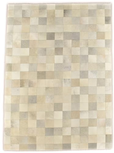 Kuhfelle Online & Nomad KUHFELL Teppich HELLGRAU BEIGE Natur Patchwork 120 x 180 cm Echtleder Fell Teppich (Hellgrau)