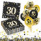 30. Geburtstag Deko Servietten 60 Stück+18 Stück Schwarz Gold Luftballons+ Konfetti Set, 30 Geburtstag Mann Frau Jubiläum Servietten, 3-Lagig Servietten 33x33cm,Geburtstagsservietten