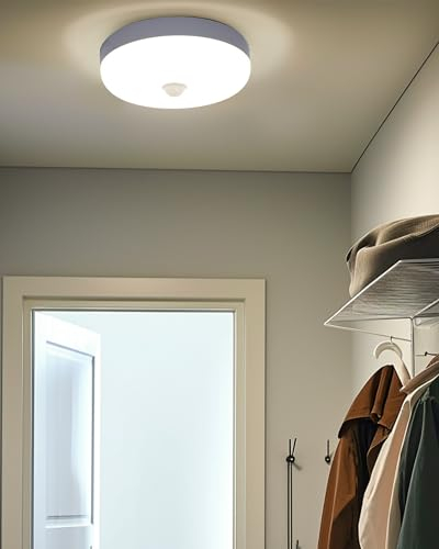 BrightArk LED Deckenleuchte mit Bewegungsmelder,15W Rund LED Lampe mit Bewegungssensor Innen Panel Decke Sensorleuchte Naturweiß 4000K,IP56 Spot Deckenlampe Wandleuchte für Flur Treppe Veranda Balkon