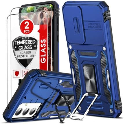 LeYi Militärschutz Handyhülle für Samsung Galaxy A35 5G/A55 5G Hülle [2 Hartglas Schutzglas] Kamera Schutz Standard Handy Hüllen Ständer Armor Schutzhülle Outdoor Kratzfest Cover A55 5 G Case Blau