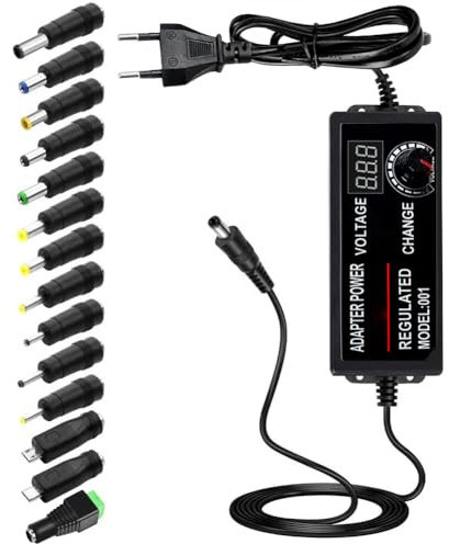 Einstellbares Netzteil 3V-24V Universal Netzteiladapter 2A 48W Verstellbarer Netzadapter 100V-240V AC to DC mit LED Spannungsanzeige und 5,5x2,5mm 14 Tipps für Haushaltselektronik,2000mA Max(SS-24V2A)