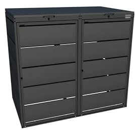 MBOX24 Classic Mülltonnenbox für 2 Mülltonnen (240L) aus verzinktem Stahl, 2er Metall Mülltonnenverkleidung in Anthrazit, robust & wetterfest