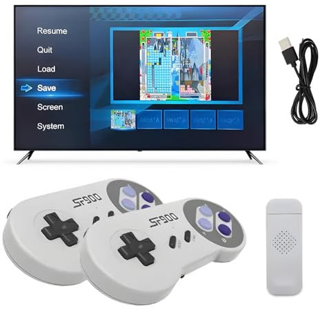 Consola de Videojuegos Retro,Controladores de Juegos,con Dos Asas Consola de Juego Retro Inalámbrica,Controlador Inalámbrico 2.4g, Gamepad USB Recargable para PC, Mini Consola