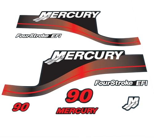XRmarine Aufkleber für Mercury 90 PS Viertakt EFI Außenbordmotor Rot Aufkleber-Set Reproduktion 90HP 4-Takt EFI