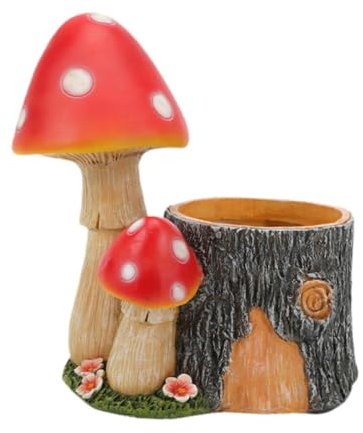 Gralara Resin Illuminated Mushroom Flowerpot Flowerpot Solar Powered Flowerpot