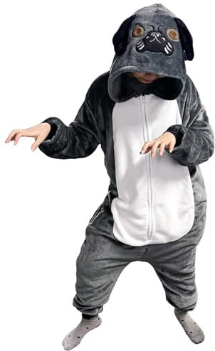 Bseical Mops Kostüm für Erwachsene Damen Herren, Tiere Onesie Tierkostüm, Karneval KostüM Herren S-XL